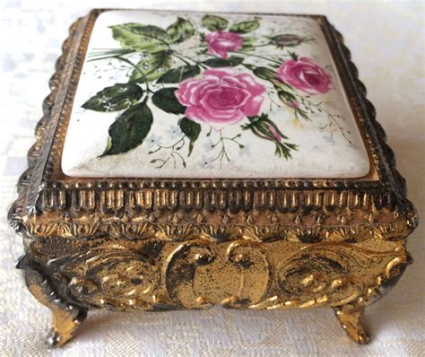 vintage metal japanese trinet box|antique japanese trinket box.